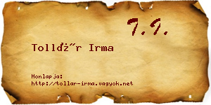 Tollár Irma névjegykártya